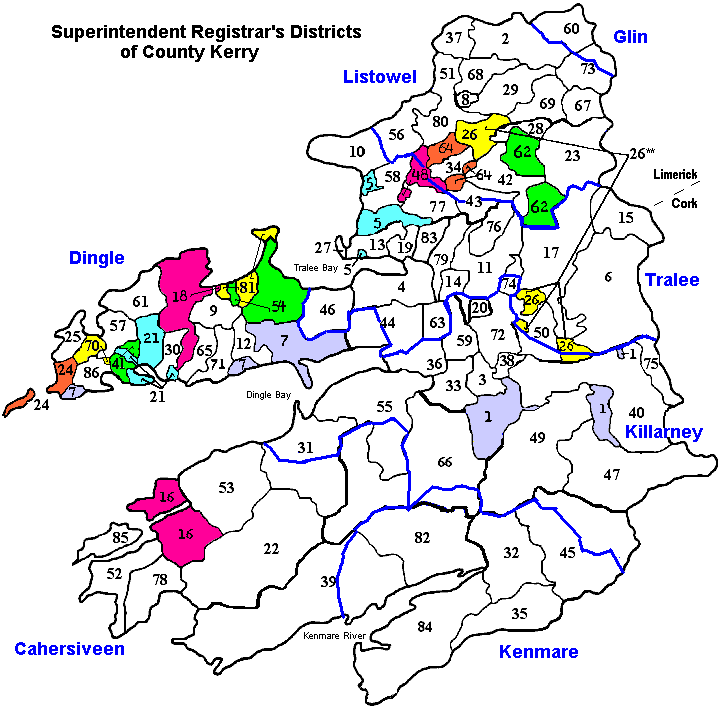 Map of DED districts in County Kerry